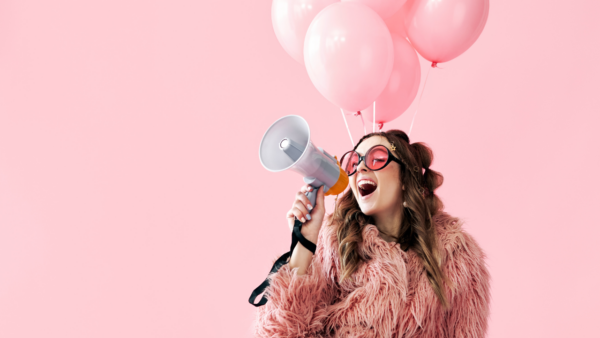 woman with a megaphone